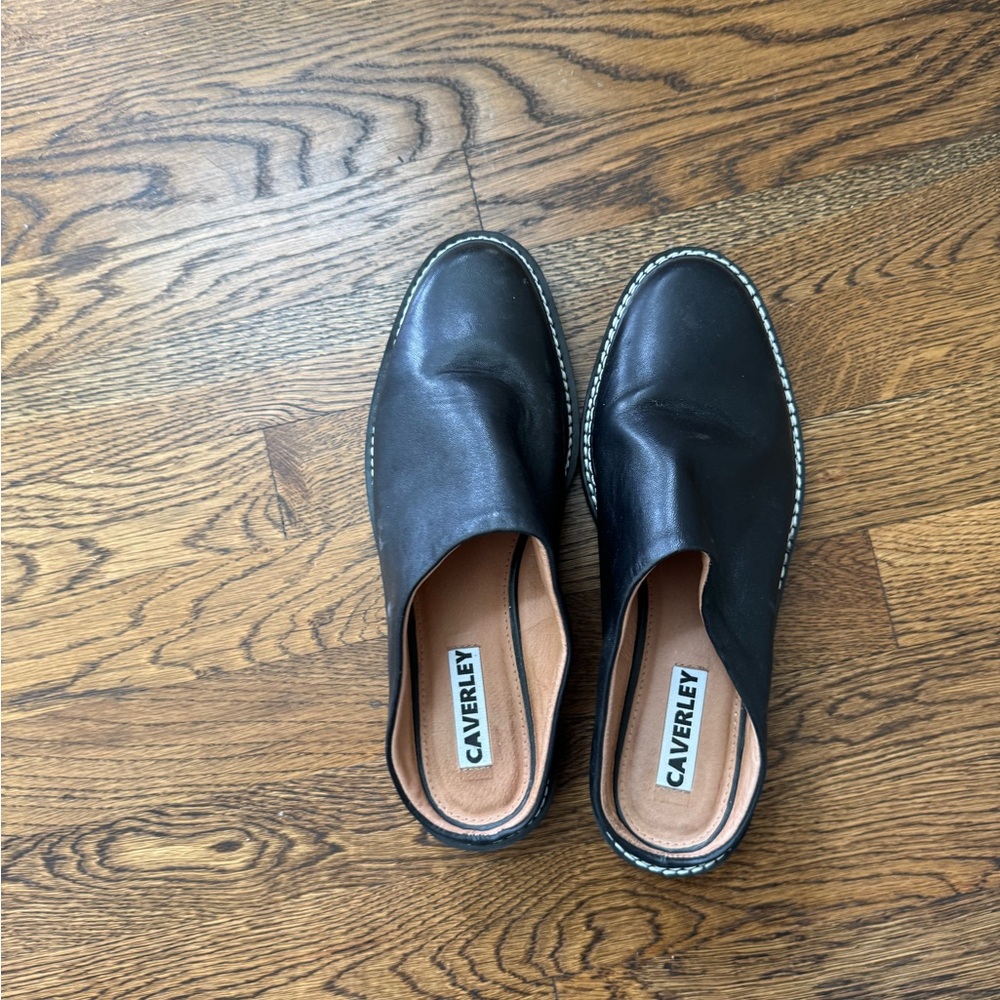 Caverley Black Leather Slip-On Shoes